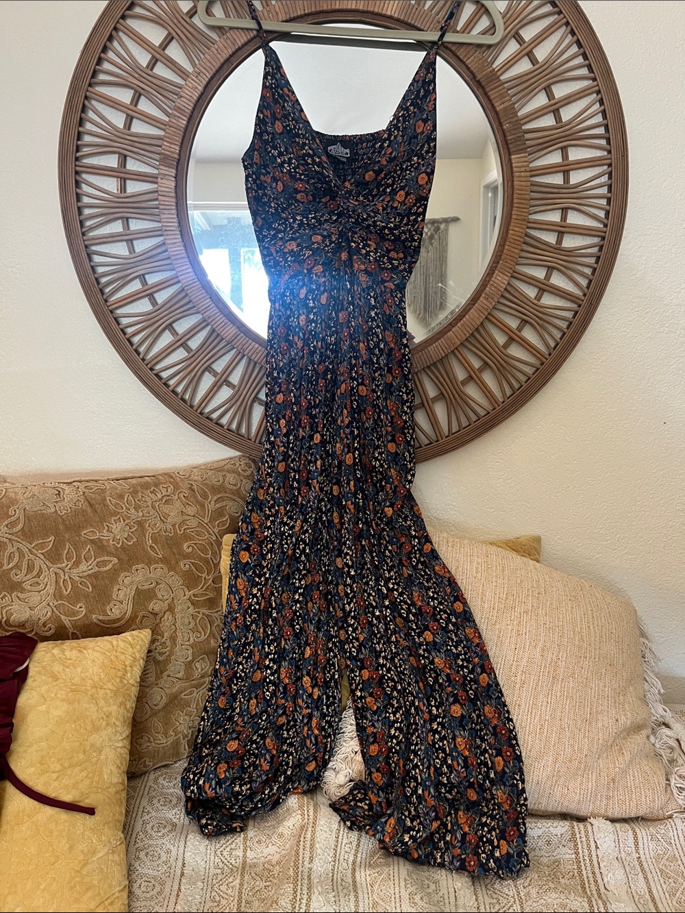 Angie romper blue with orange flowers M